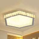 Stylish Hexagon Ceiling Mount Light With Clear Crystals - Perfect For Foyers White / Warm