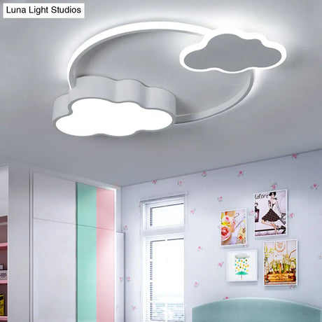 Stylish Led Flush Mount Light In Pink/White With Aluminum & Acrylic Design And Charming