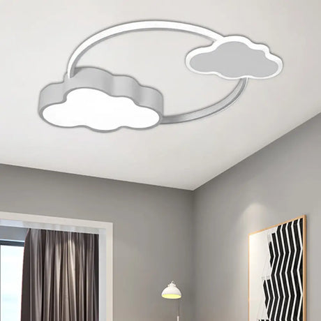 Stylish Led Flush Mount Light In Pink/White With Aluminum & Acrylic Design And Charming
