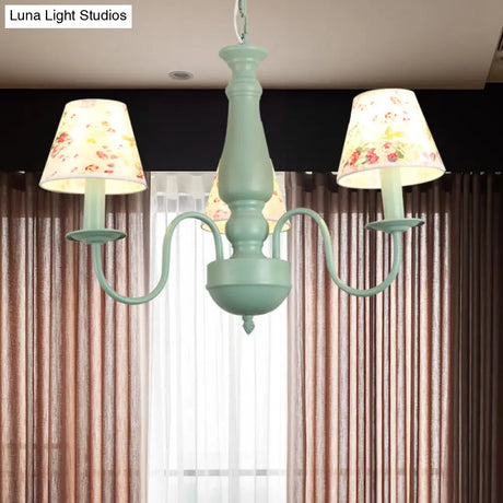 Stylish Macaron-Colored Metal Chandelier For Child Bedroom - Nordic Hanging Light