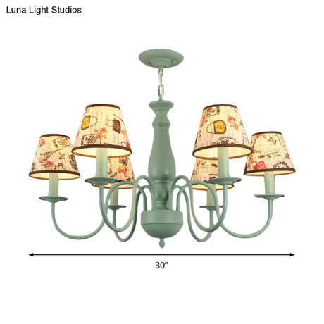 Stylish Macaron-Colored Metal Chandelier For Child Bedroom - Nordic Hanging Light