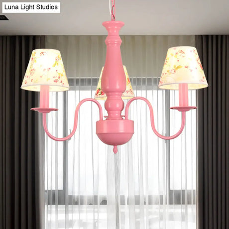 Stylish Macaron-Colored Metal Chandelier For Child Bedroom - Nordic Hanging Light