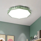 Stylish Macaron Octagon Led Ceiling Lamp For Children’s Bedroom Green / Warm