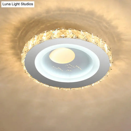 Stylish Mini Led Ceiling Flush Mount Crystal Light Fixture For Corridor