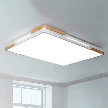 Stylish Nordic Rectangle Flushmount Acrylic Led Ceiling Light For Balcony And Hotel White