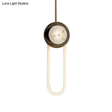 Stylish Oval Wall Sconce Led Lamp In Black-Gold For Metallic Doorways