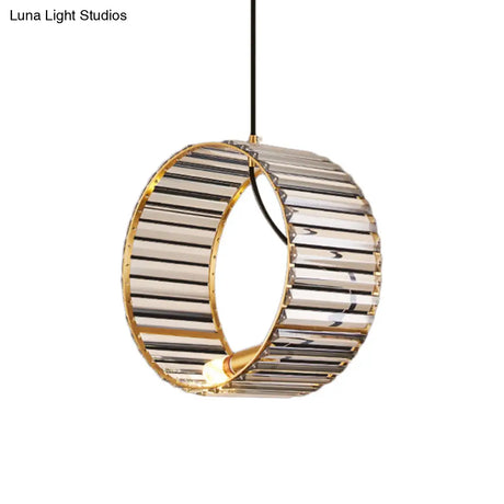 Stylish Ribbed Crystal Pendant - Modern Brass Hanging Lamp