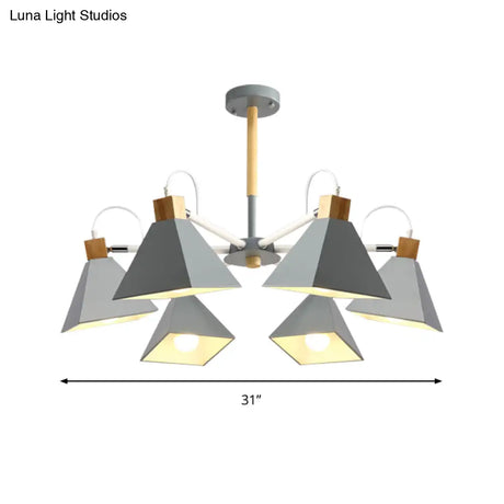 Stylish Rotatable Macaron Wood Chandelier - 6 Lights Ideal For Baby Room Ceiling Pendant