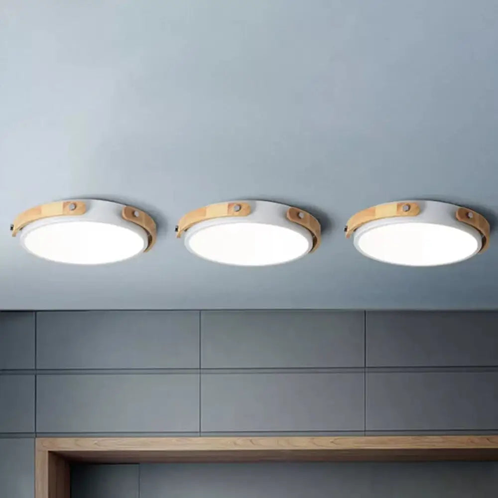 Stylish Round Ceiling Mount Study Room Light With Acrylic Macaron Undertint