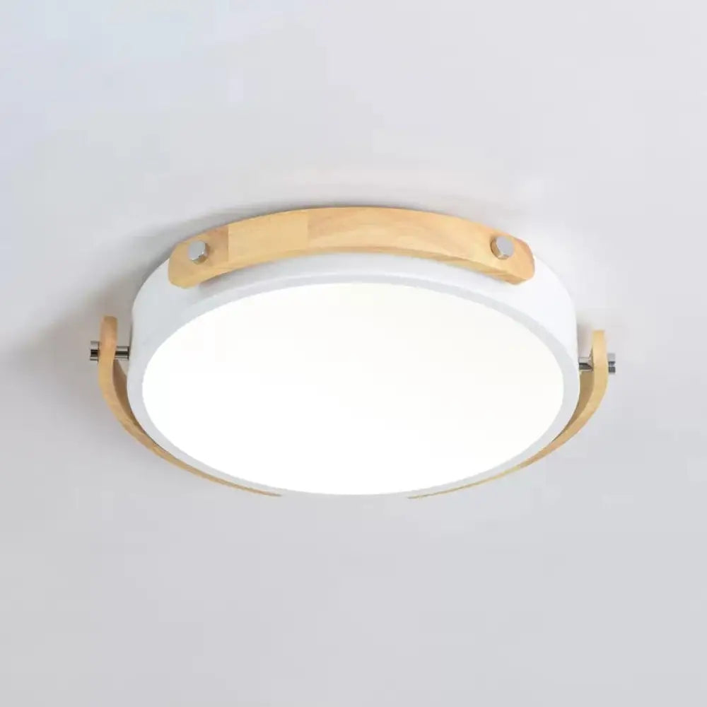 Stylish Round Ceiling Mount Study Room Light With Acrylic Macaron Undertint White / 13’
