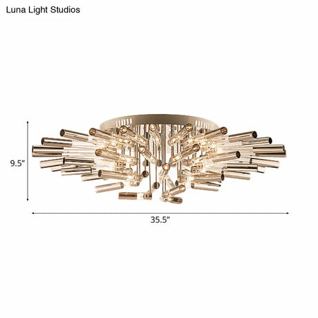 Stylish Sputnik Semi-Flush Light W/ Nine Or Twenty-One Stainless Steel Lights - Ideal For Dining