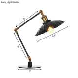 Stylish Vintage Adjustable Table Lamp With Metal Shade For Study Room - Black/Brass