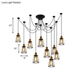 Stylish Vintage Metal Swag Pendant Lamp With Wire Guard - Black