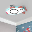Submarine Kids Bedroom Led Cartoon Flush Mount Light Fixture In Blue And Pink