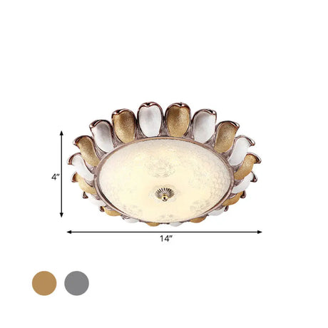 Sunflower Glass Ceiling Lamp: Textured Led Flush Mount 14/18/22 Width Silver/Gold Ideal For