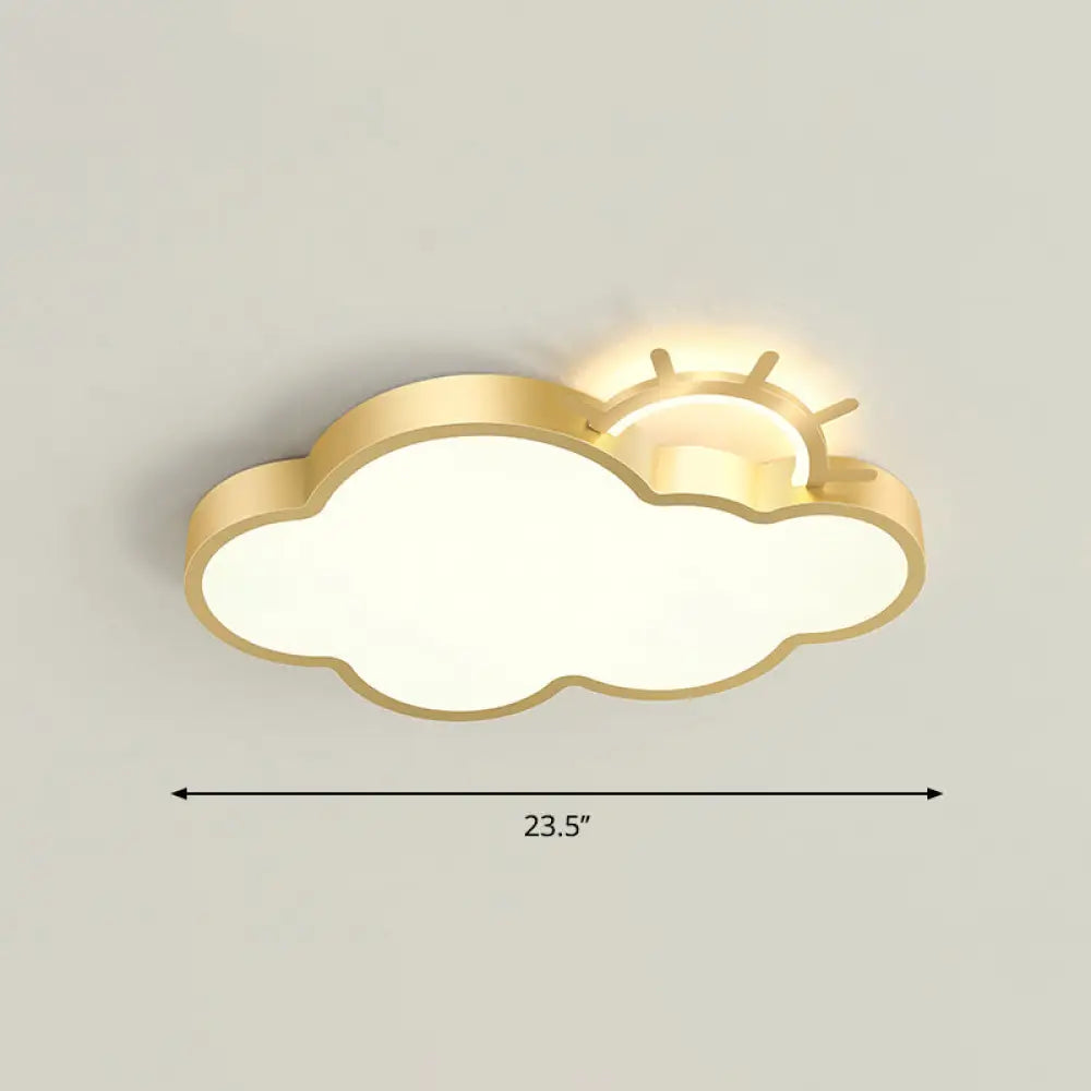 Sunrise Cartoon Led Flushmount Ceiling Light For Kids Bedroom Gold / Remote Control Stepless