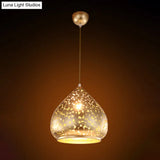 Suspended Carved Pendant Light - Arab Metal Fixture 1 Bulb Silver/Bronze/Brass Ideal For Bedroom