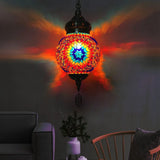 Suspended Sphere Ceiling Light Fixture - 1/4 Bulbs Tradition Red/Blue/Gold Glass Design For
