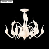 Swan Acrylic Shade White Ceiling Chandelier -12/18 Light Living Room Pendant
