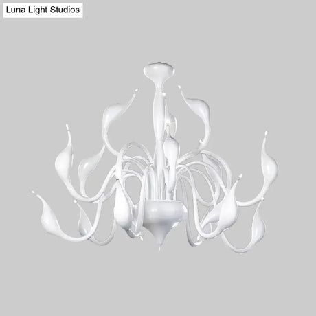 Swan Acrylic Shade White Ceiling Chandelier -12/18 Light Living Room Pendant