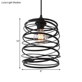 Swirl Shade Pendant Lighting - Industrial Style Metal Ceiling Light Fixture With Ribbon Design In