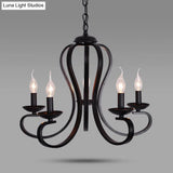 Swirled Black Arm Pendant Chandelier - Classic Metal Design With 3/5/6 Lights For Living Room