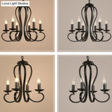 Swirled Black Arm Pendant Chandelier - Classic Metal Design With 3/5/6 Lights For Living Room