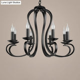 Swirled Black Arm Pendant Chandelier - Classic Metal Design With 3/5/6 Lights For Living Room
