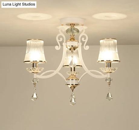 Swirling Crystal Raindrop Pendant Chandelier - Minimalist Kitchen Lamp With 3 Lights And