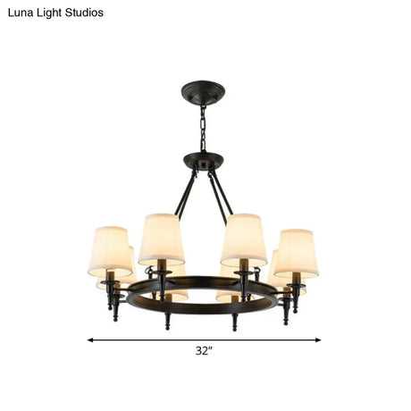 Tapered Fabric Chandelier Ceiling Lamp For Living Room