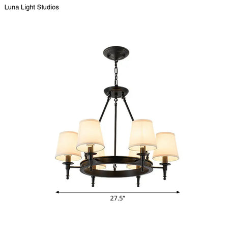 Tapered Fabric Chandelier Ceiling Lamp For Living Room