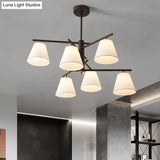 Tapered Hanging Chandelier - Traditional Pendant Light For Living Room With Fabric Shades Available