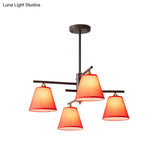 Tapered Hanging Chandelier - Traditional Pendant Light For Living Room With Fabric Shades Available