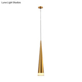 Tapered Hanging Lamp Kit: Simple Metal Black/Silver/Gold Pendant Light In Warm/White/Neutral