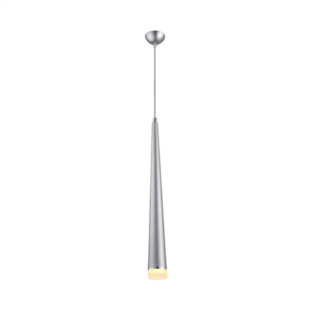 Modern Tapered Ceiling Light: Gray/Red Led Metal Pendant Fixture For Living Room In