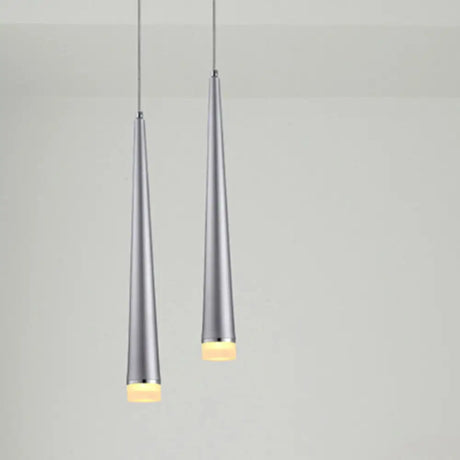 Tapered Led Ceiling Light - Modern Gray/Red Metal Pendant Fixture For Living Room In