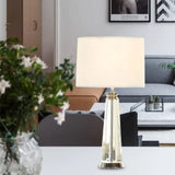 Tapered Table Lamp - Simplicity Clear Crystal 1 Bulb White Reading Light 12/14 Wide / 12