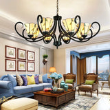 Tiffany Cone Chandelier Lamp With Stained Glass And Beige Shade For Bedroom - 5/6/8 Heads 8 /