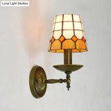 Tiffany Geometric Wall Mount Stained Glass 1-Light Sconce - Vibrant Colors Ideal For Living Room