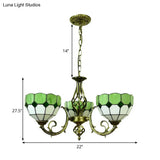 Tiffany Glass Lattice Bowl Pendant Lamp: Vibrant Yellow & Green Shades Perfect For Dining Room - 3