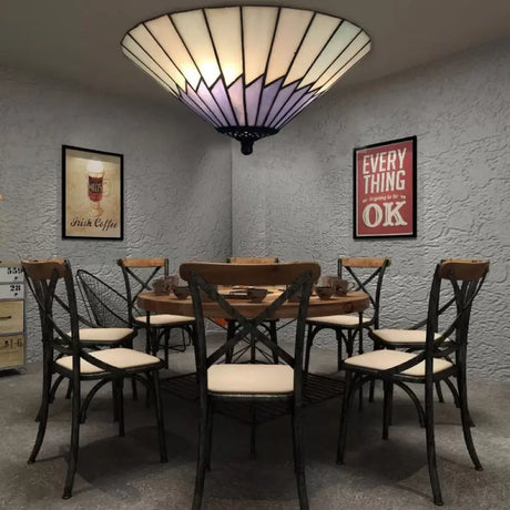 Tiffany Style 2 - Light Purple Ceiling Flush Mount For Bedroom 6’ High X 13’ Diameter
