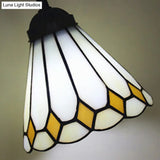 Tiffany Style Cone/Bell Shade Table Lamp - Blue/Red/Yellow 1-Light Stainless Glass Lighting With