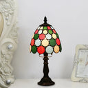 Tiffany Style Glass Nightstand Lamp - Bowl Shape 1 Light Beige/Red-Green-Pink Bedroom Table
