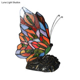 Tiffany Style Hand-Crafted Glass Butterfly Nightstand Lamp - Yellow Night Lighting