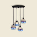 Tiffany Style Handcrafted Floral Art Glass Pendant Light For Dining Room Ceiling 4 / Blue