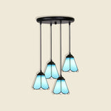 Tiffany Style Handcrafted Floral Art Glass Pendant Light For Dining Room Ceiling 4 / Blue