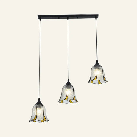 Tiffany-Style Handcrafted Glass Ceiling Lamp With Bell Design - 3-Bulb Suspension Light Clear /