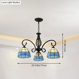 Tiffany Style Stained Glass Chandelier For Living Room With Adjustable Chains