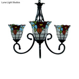 Tiffany Style Stained Glass Chandelier With Flower Design - 3/5 Lights Ideal For Hotels
