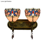 Tiffany Style Vintage Wall Sconce - Stained Glass With 2 Lights Antique Bronze Bedroom Décor